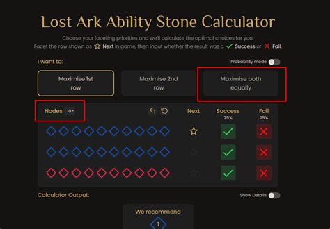 Oct 26, 2022 Presently calculated Increase the number of successful rows 1 and 2, then successful rows 2, and minimize successful rows 3. . Stone cutting calculator lost ark